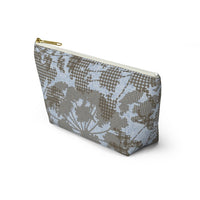 Floral Plaid Accessory Pouch w T-bottom in Aqua